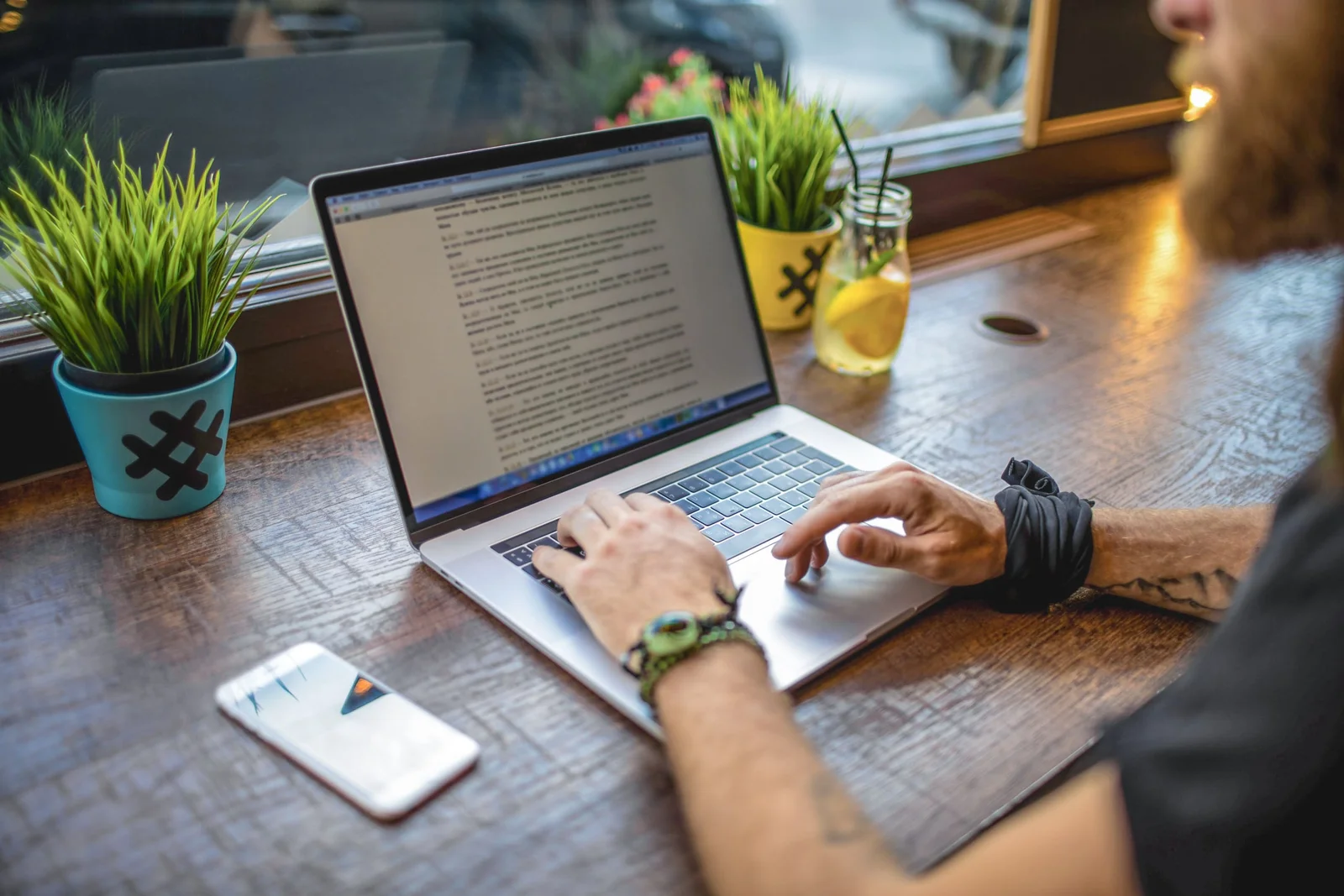 Professional editor working on a manuscript